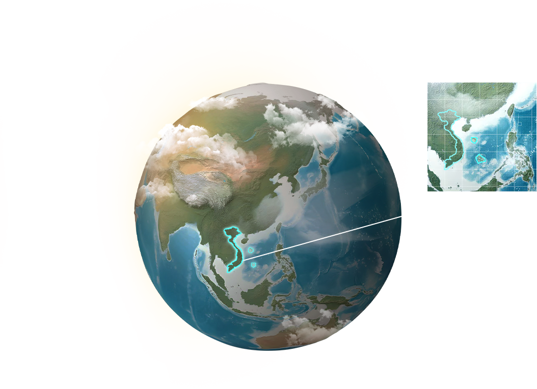 Vietnam on the globe